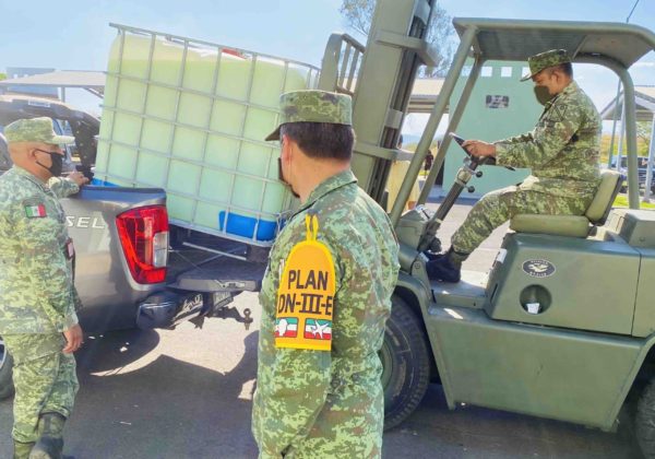 Donación desinfectante ejército mexicano